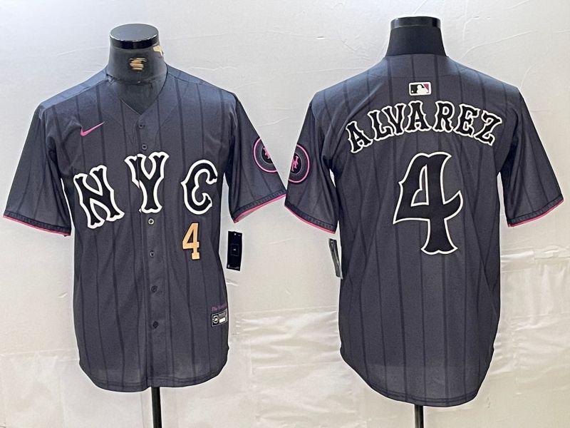 Men New York Mets #4 Alyarez Black City Edition 2024 Nike MLB Jersey style 3->customized nfl jersey->Custom Jersey